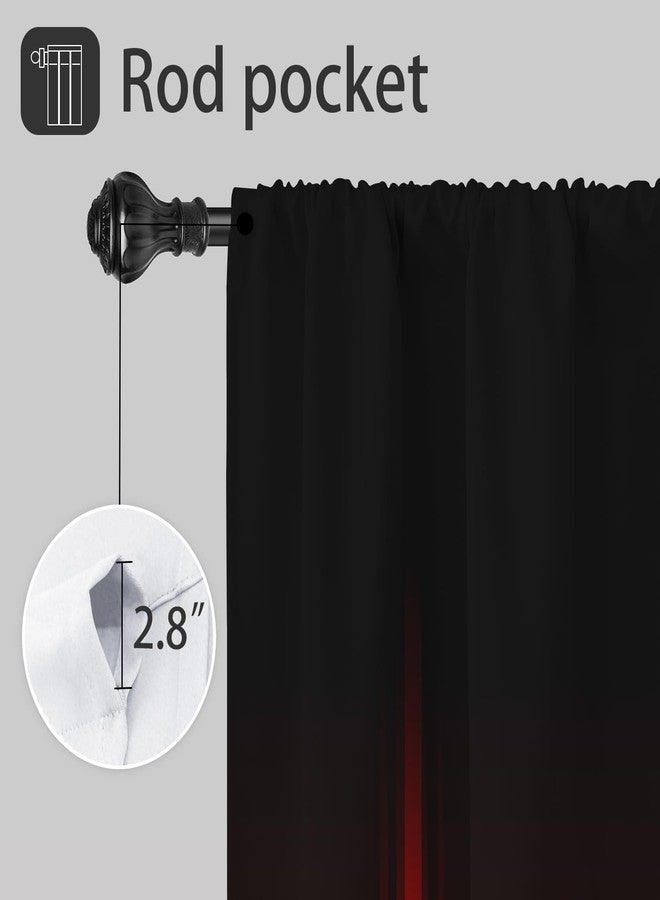 Coxila Red and Black Kitchen Window Curtains 27.5 x 39 Inch Small Short Mini Cafe Rod Pocket Ombre Gothic Goth Dark Anime Cool Living Bedroom Room Home Treatment Set of 2 Curtain Panels Drapes Tiers - Image 3